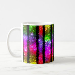 Neon Regenboog Glanzende Strepen Koffiemok