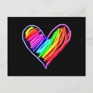 Neon Regenboog Hart T-shirt Liefde Pride LGBQT Ma Feestdagenkaart