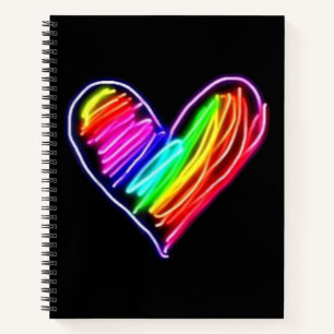 Neon Regenboog Hart T-shirt Liefde Pride LGBQT Ma Notitieboek