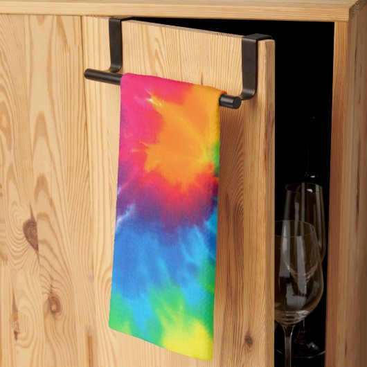 Neon Regenboog Retro Tie Dye Design Theedoek (Derde Gevouwen)