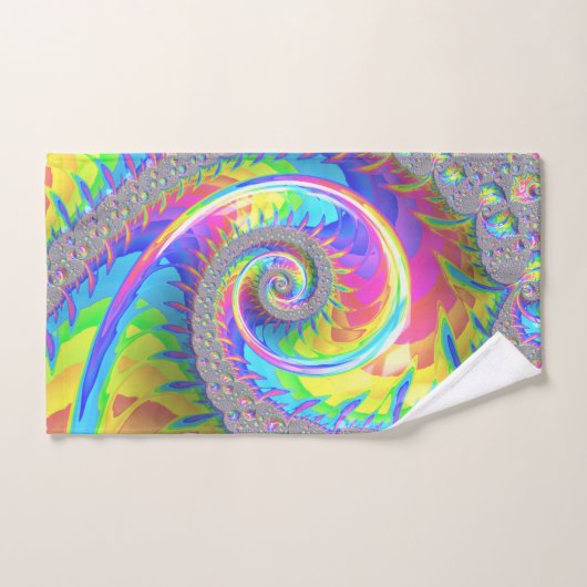 Neon regenboog spiraal fractal Abstracte digitale  Bad Handdoek (Handdoek)