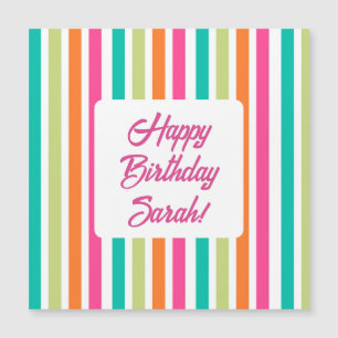 Neon regenboog strepen leuk retro magnetische uitnodiging