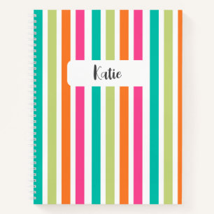 Neon regenboog strepen leuk retro notitieboek