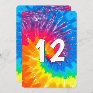 Neon Regenboog Tie Dye 12e Verjaardag Uitnodiging