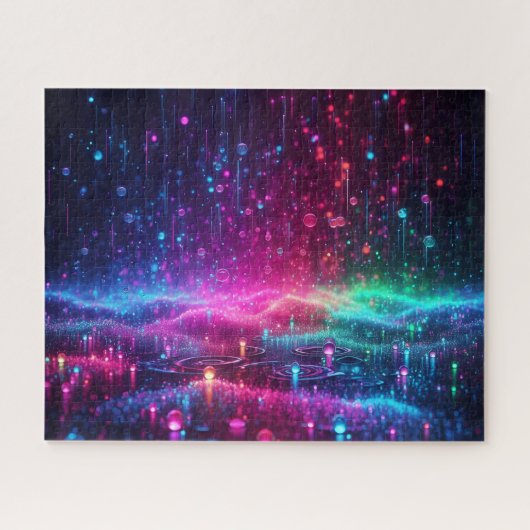 Neon Regendruppels Legpuzzel (Horizontaal)