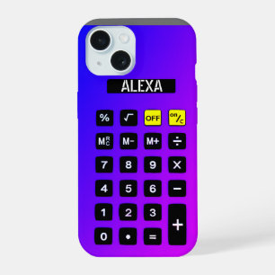 Neon rekenmachine met naam  iPhone 15 hoesje