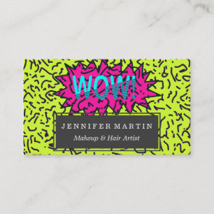 Neon Retro 80's 90's gekraakt Wow! Typografie Visitekaartje