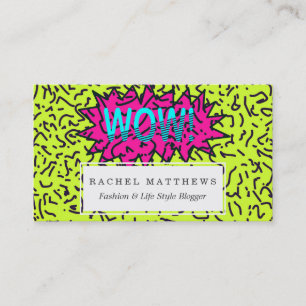 Neon Retro 80's 90's gekraakt Wow! Typografie Visitekaartje