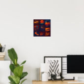 Neon Retro 80s Popcultuur Collage Kunstprint Poster (Thuiskantoor)