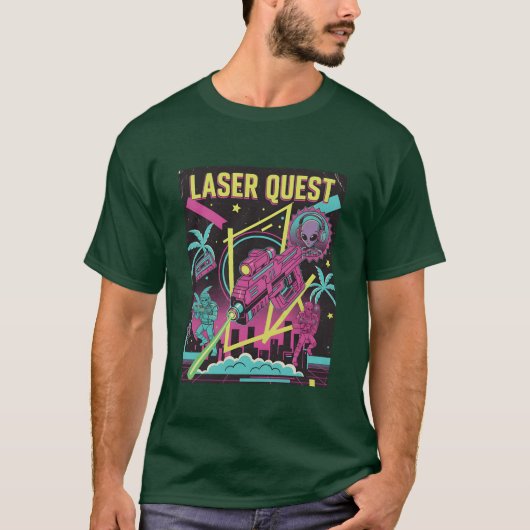 Neon Retro 90 Laser Space Battle gift T-shirt (Voorkant)