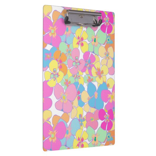 Neon Retro Bloemenroze Klembord (Rechts)