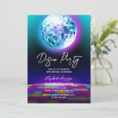 Neon Retro Disco Party Dance Nacht Verjaardag Kaart (Staand voorkant)