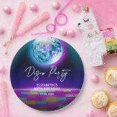 Neon Retro Disco Party Dance Nacht Verjaardag Papieren Bordje (Feest)