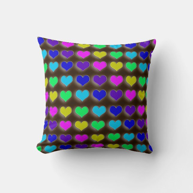 Neon Retro Hearts Kussen (Voorkant)