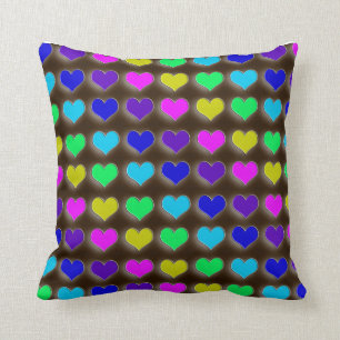 Neon Retro Hearts Kussen
