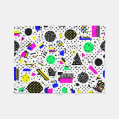 Neon Retro Memphis Geometric Chaos Pattern Fleece Deken (Voorkant (Horizontaal))