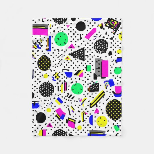 Neon Retro Memphis Geometric Chaos Pattern Fleece Deken (Voorkant)