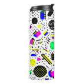 Neon Retro Memphis Geometric Chaos Pattern Thermosbeker (Gedraaid links)
