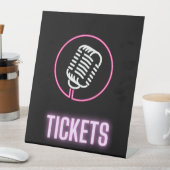 Neon Retro Mic Tickets Reclamebord Met Voetstuk (Insitu)