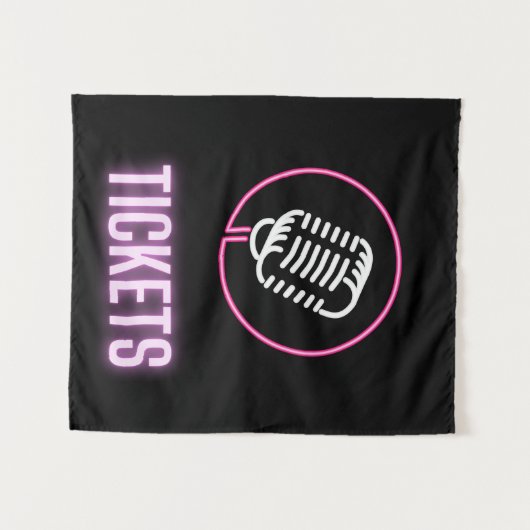Neon Retro Mic Tickets Wandkleed (Voorkant (horizontaal))