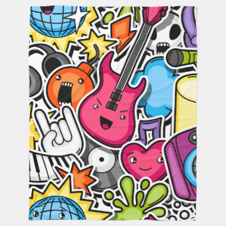 Neon retro muziek thema fleece deken