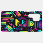 Neon Retro Tech Circuit Pattern Apple Samsung Case Galaxy Hoesje (Achterkant horizontaal)