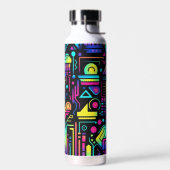 Neon Retro Tech Pattern Water Bottle or Tumbler Waterfles (Links)