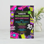 Neon Retro Terug naar de jaren 90 Verjaardags Pool Kaart (Staand voorkant)