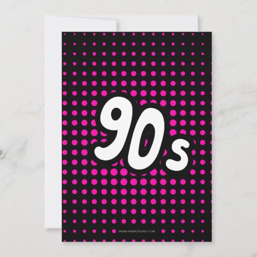 Neon Retro Terug naar de jaren 90 Verjaardags Pool Kaart (Achterkant)