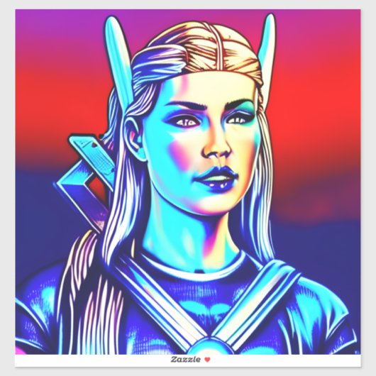 Neon Retro Viking Toute taille Vinyl Sticker (Feuille)