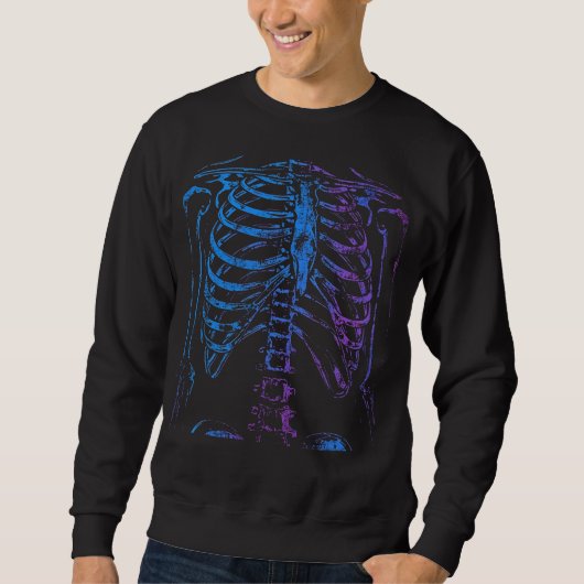 Neon Ribcage Skeleton Graphic Sweatshirt (Devant)
