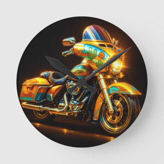 "Neon Road Beast - Custom Motorcycle Wall Clock" Ronde Klok (Voorkant)