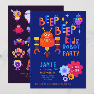 NEON ROBOT 2e Verjaardagsfeest Jongen Meisje Grapp Kaart
