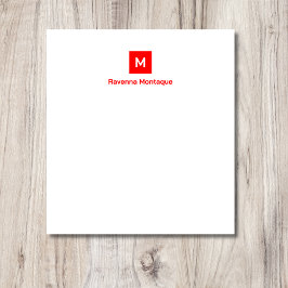 Neon Rode Moderne Chic Trendy Monogram Naam  Notitieblok