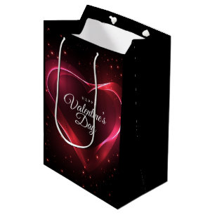Neon Rode Valentijnshart Te midden van Rode Sterre Medium Cadeauzakje