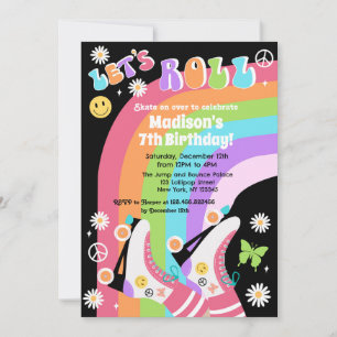 Neon Roller Patinage Super Invitations d'anniversa