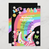 Neon Roller Schaats Groovy Birthday Kaart (Voorkant / Achterkant)