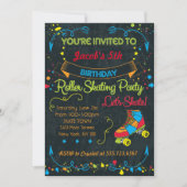 Neon Roller Schaats Party Invitation Kaart (Voorkant)