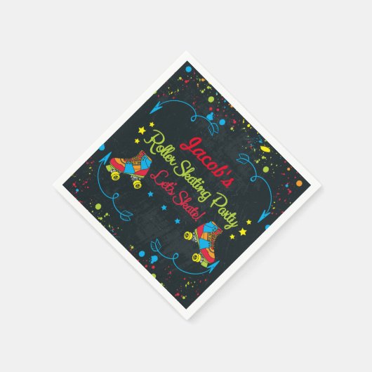 Neon Roller Schaats Verjaardag servetten (Hoek)