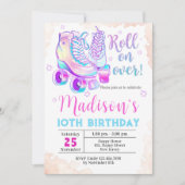 Neon Roller-schaats Verjaardagsuitnodiging Kaart (Voorkant)
