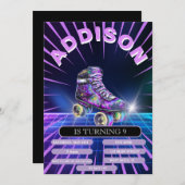 Neon Roller Schaatsfeest Uitnodiging (Voorkant / Achterkant)