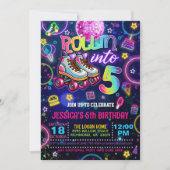 Neon Roller Skate 5e Invitation anniversaire (Devant)
