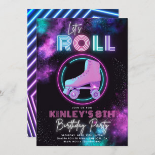 Neon Roller Skating Invitation   SCHAATS Kaart