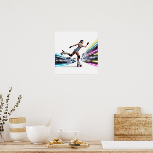 Neon Rollerblader Urban Art Design Poster (Keuken)