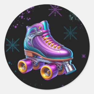 Neon Rollerskate verjaardagsfeestje Ronde Sticker