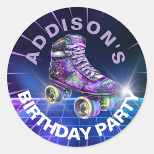 Neon Rolschaatspartij Ronde Sticker