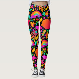 Neon romantisch patroon leggings