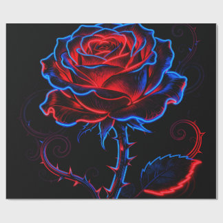 Neon Roos Inpakpapier