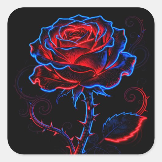 Neon Roos Sticker (Voorkant)