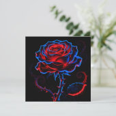 Neon Roos Uitnodiging (Staand voorkant)